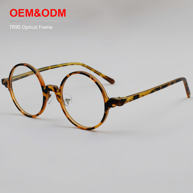 Korean Retro TR90 Material Round Frames Myopia Men's and Women's Flat Ajustable Degree Eyewear TR Optical Frame