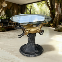 Table basse moderne en bronze coulé antique grandeur nature avec figurine de cheval et design 3D pour la décoration intérieure