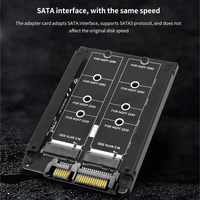 TISHRIC Doble Puerto M.2 a Sata 22PIN Tarjeta adaptadora 6Gbps Interfaz de salida Doble disco M 2 SATA SSD a SATA