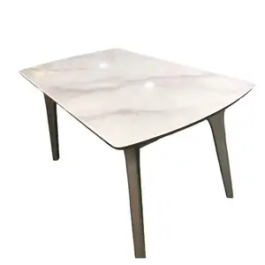 İtalyan minimalist masa tasarımcısı paslanmaz çelik ışık lüks ev dikdörtgen yemek masası