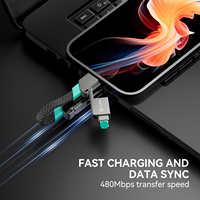Cable de Datos VELOCHI 6 en 1 con Carcasa de Aleación de Zinc, Carga Rápida de 240w, Velocidad de Transferencia de 480mbps y Trenzado de Nailon