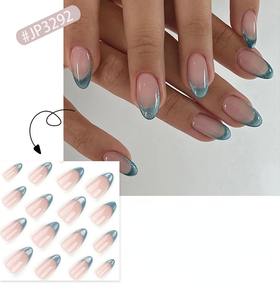 12 Uñas Postizas Acrílicas de Diseño Francés Minimalista, Longitud Media, Frescas y Elegantes, Forma de Almendra, Cobertura Media - Product Image 5