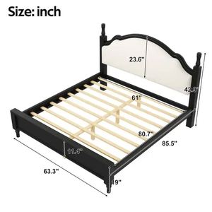 Cama Doble de Madera Sólida, Moderna y Minimalista, con Tapizado Suave, para Recámara Principal, Muebles de Hotel o Villa - Product Image 6