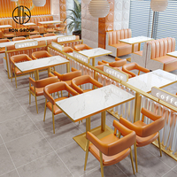 Ensemble de mobilier de restaurant et café : table en marbre, chaises, canapé et banquette pour café
