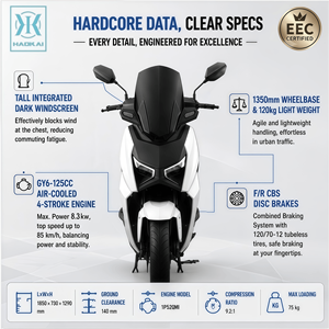 Scooter à essence <span class=keywords><strong>125CC</strong></span>, cyclomoteur 85 km/h, pour adultes, conduite urbaine, refroidissement par air, quatre temps, consommation de carburant économique, moto à essence, déplacements quotidiens - Product Image 2