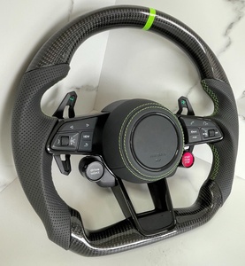 Volant de <span class=keywords><strong>voiture</strong></span> sport en fibre de carbone pour Audi R8 TT Mk2/Mk3 B8 RS TTS TTRS RS3-7 A3-A8 Q3-Q7, forme <span class=keywords><strong>D</strong></span>, 4/3 branches, en cuir - Product Image 4