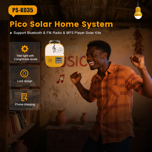Bluetooth <b>Solar</b> Lighting System Portable FM MP3 Function Bulb Compatible USB Phone Charging <b>Solar</b> <b>Power</b> <b>Kit</b> <b>Solar</b> Energy System - Product Image 3
