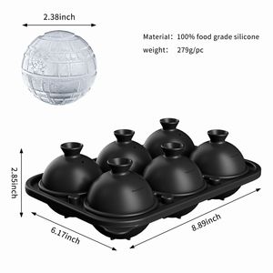 Nouveauté plateau à boules <span class=keywords><strong>de</strong></span> glace en forme d'étoile 3D avec couvercle <span class=keywords><strong>Whisky</strong></span> sans BPA grand moule à boules <span class=keywords><strong>de</strong></span> glace en silicone à 6 cavités avec entonnoir - Product Image 2