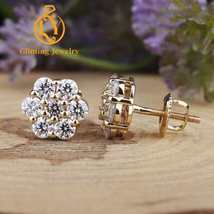<span class=keywords><strong>Pendientes</strong></span> de Diamantes Cultivados en Laboratorio con Corte Brillante Redondo, Certificados por IGI, Unisex, Oro de 10k, 14k, 18k, Cierre de Rosca - Product Image 2