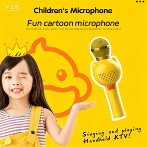Micrófono de Karaoke Inalámbrico para Niños con Diseño de Dibujos Animados, BT 5.2, Micrófono para Cantar con Efecto de Voz Mágica, Monitor de Retorno de Sonido, Regalo de Cumpleaños para Niños - Product Image 1
