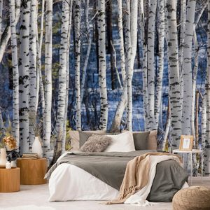 <span class=keywords><strong>Papier</strong></span> peint mural 3D effet brouillard forêt de bouleaux, autocollant, grand format, paysage naturel, pour hôtels et restaurants - Product Image 3
