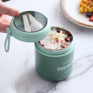 Venta al por mayor LXM133 Taza de leche para bebé con cuchara, sellada, portátil, de acero inoxidable, aislada, para estudiantes, para sopa - Product Image 5