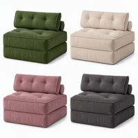 Canapé-lit pliant moderne 3 positions en velours côtelé, fauteuil convertible 170x85cm avec coussin capitonné et traversin, imperméable