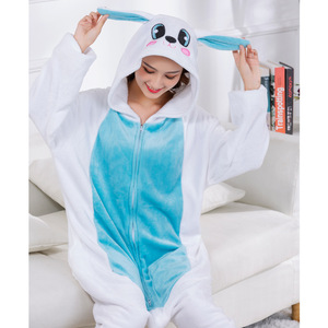 Mono de franela de conejito a juego familiar-Orejas 3D Sudadera con capucha encantadora Mono Pijama Footie Pijama Conejo - Product Image 4