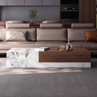 Table basse et à thé en bois de bouleau massif de style nordique avec un design moderne, tiroirs de rangement multifonctionnels, meubles de salon