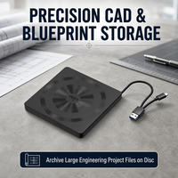 Lecteur de CD/DVD externe compact USB 2.0 silencieux, graveur de DVD-RW mince pour étudiants, bureaux, PC portables et ordinateurs de bureau