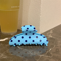 Pince à cheveux DongDong personnalisée rétro couleur macaron à pois en acétate, grande pince requin style preppy pour filles