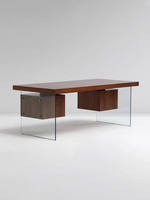 Bureau de style vintage en verre, rétro, Wabi-Sabi, minimaliste, moderne, simple, pour usage commercial, rectangulaire, mobilier de bureau Geju Tab436534