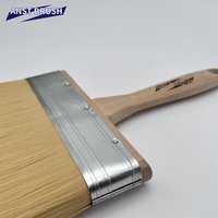 Pinceau plat Anst 6" (150 mm) à poils en polyester de haute qualité, manche en bois cannelé, pour peinture industrielle, professionnelle, bricolage, OEM