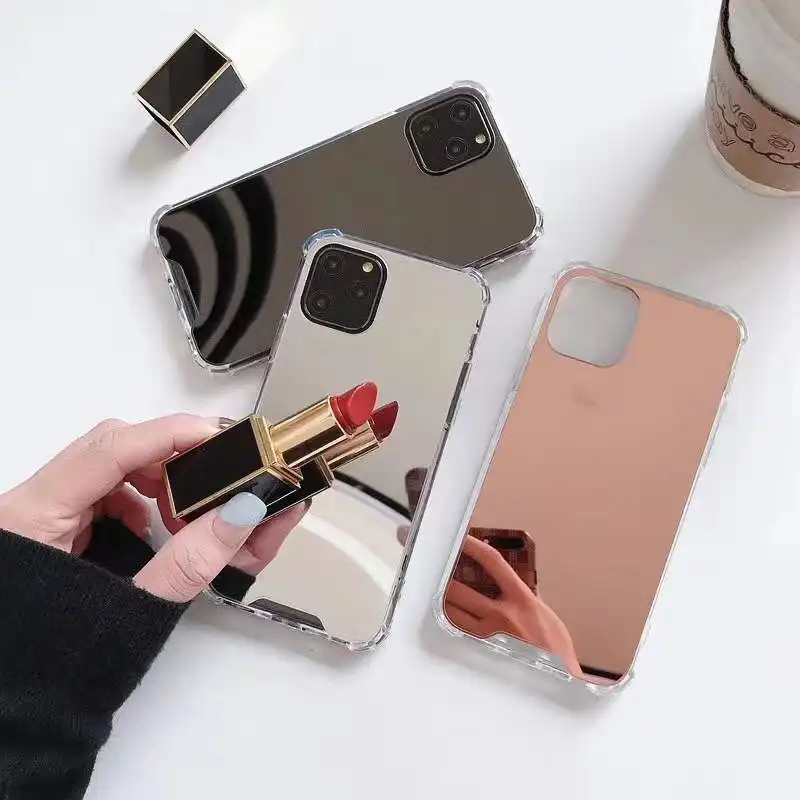 Shockproof TPU PC Phone Cover for iPhone X XR XS Max 12 for Makeup With Mirror Make Up, for iPhone 11 12 13 Mirror Phone Case