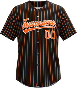 Maillot de baseball à fines rayures Stitched_Printed Chemises boutonnées personnalisées Uniforme de sport pour hommes femmes jeunes Noir et rouge - Product Image 4