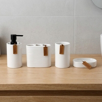 Ensemble d'accessoires de salle de bain 4 pièces en céramique, moderne et minimaliste, écologique et durable, comprenant un distributeur de savon, un porte-brosse à dents et un gobelet pour la maison