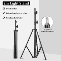 Support de téléphone portable pliable, trépied extensible 2m pour smartphone avec anneau lumineux