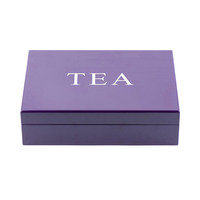 Boîte cadeau rigide pour thé, couleur violette, avec couvercle rabattable, emballage pour thé avec insert multi-compartiments pour sachets de thé, coffret cadeau