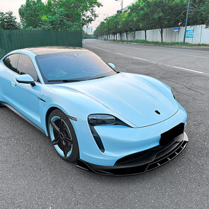 Amp Z - Lame de pare-chocs avant noire piano avec texture fibre de carbone pour Porsche Taycan 2019 - Style tuning finition mate - Product Image 3