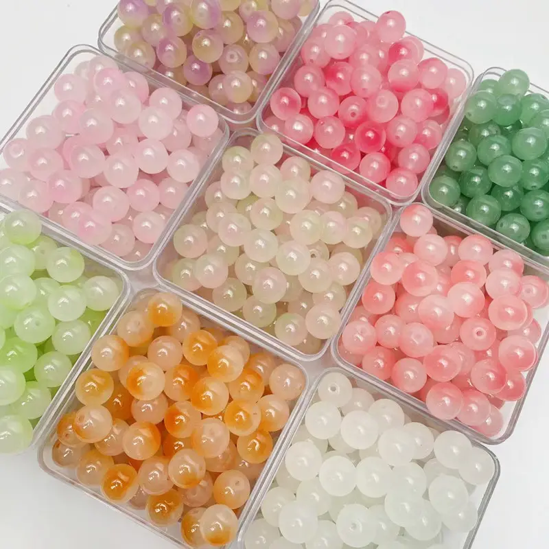 Wholesale 50 pcs/bag 8mm 10mm 12mm Gradient Glass Loose Beads Handmade DIY Bracelet Accessories