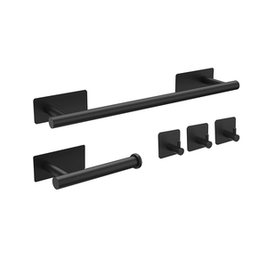 <span class=keywords><strong>Toallero</strong></span> de <span class=keywords><strong>baño</strong></span> negro mate de 5 piezas de la mejor calidad, juego de accesorios para <span class=keywords><strong>toallero</strong></span> <span class=keywords><strong>sin</strong></span> taladrar - Product Image 2