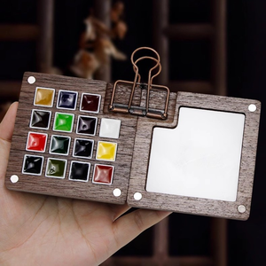 Kotak palet warna kayu polos portabel, Set mainan menggambar dan cat air untuk 2-4 & 5-7 tahun pendamping perjalanan - Product Image 6