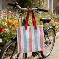 Sac écologique personnalisé avec logo, recyclable, léger, promotionnel, en PLA tissé, imprimé en sérigraphie, pliable, avec boucle auto-agrippante
