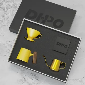 DHPO品質卸売プレミアムコーヒーメーカーセットコーヒードリップトラベルハンドポアコーヒーメーカーギフトボックスとバッグ付き