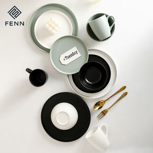 خدمة طاولة أطباق غير قابلة للكسر من البورسلين والأطباق السوداء للمطبخ والمنزل - Product Image 3