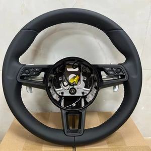 Volante Deportivo de Cuero Negro YLC de 3 Radios Estándar para <span class=keywords><strong>Porsche</strong></span> Panamera Cayenne Macan 718 911 918 997 991 970 971 <span class=keywords><strong>Boxster</strong></span> - Product Image 1