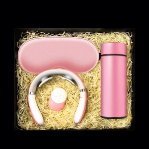 Ensemble de tasses isothermes blanches avec logo personnalisé, avec fonction de massage du cou et de la colonne cervicale et masque pour les yeux, pour cadeau promotionnel féminin - Product Image 4