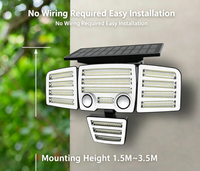 Lampe solaire LED ultra-lumineuse à longue portée pour extérieur, applique murale à quatre têtes, éclairage routier, double capteur, commande manuelle