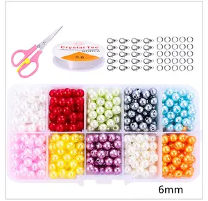 XIMAI Amazon Sell 10 Grid ABS Perforated Imitation 6mm Pearl Accessories DIY Hand Woven Bracelet Material For Jewelry Make