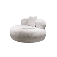 Nordique moderne minimaliste 360 degrés rotatif Teddy velours tissu chaise de loisirs en bois 360 degrés rotatif paresseux canapé chaise pour