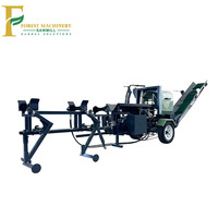 Processeur de bois de chauffage portable 15T Processeur de fendeuse de bûches hydraulique Processeur de bois mobile Machine avec élévateur de bûches à vendre