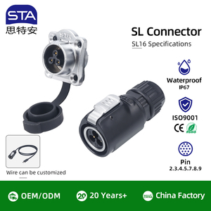 Konektor Industri Penerbangan Cepat Tahan Air IP67 2 3 4 5 7 8 9 Pin Layar LED LP16 Konektor Jantan Betina LP16 - Product Image 1
