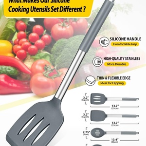 Ensemble d'ustensiles de cuisine en acier inoxydable de haute qualité, spatules en silicone, ustensiles de cuisine pour la cuisson - Product Image 2