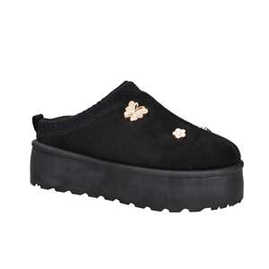 Zuecos Negros Laura Biagiotti para Mujer, Modelo 9262, con Detalle de Oso y Corazón con Pedrería, Suela de Plataforma - Product Image 5