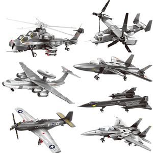 Serie militar Wange, avión de combate, helicóptero, montaje DIY, <span class=keywords><strong>Mini</strong></span> avión educativo, modelo de juguete, juego de bloques de construcción de plástico - Product Image 1