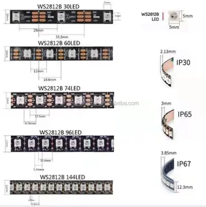  DC5V IP65 방수 프로그램 디지털 주소 지정 매직 풀 컬러 WS2812B RGB 5050 픽셀 LED 스트립 빛