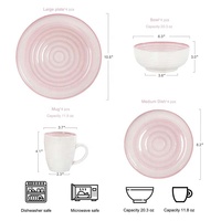Service de table avec design gaufré, ensemble d'assiettes de cuisine colorées, vaisselle de table en grès céramique 16 pièces