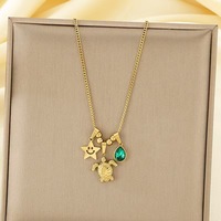 Collier en acier inoxydable pour dames, plage d'été, océan, chaîne imperméable avec breloque, longueur réglable, bijoux tendance