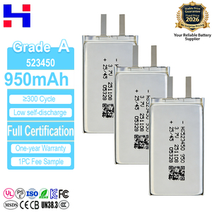 Bateria de Íon de Lítio Digital Semi-Sólida HS de Alta Densidade de Energia 523450 3.7V 950MAH com Tensão de Corte de Carga de 4.2V - Product Image 1