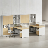 Bureau financier écologique E0 avec armoire haute, poste de travail face à face, table d'ordinateur pour comptable, cloison de séparation pour poste de travail individuel